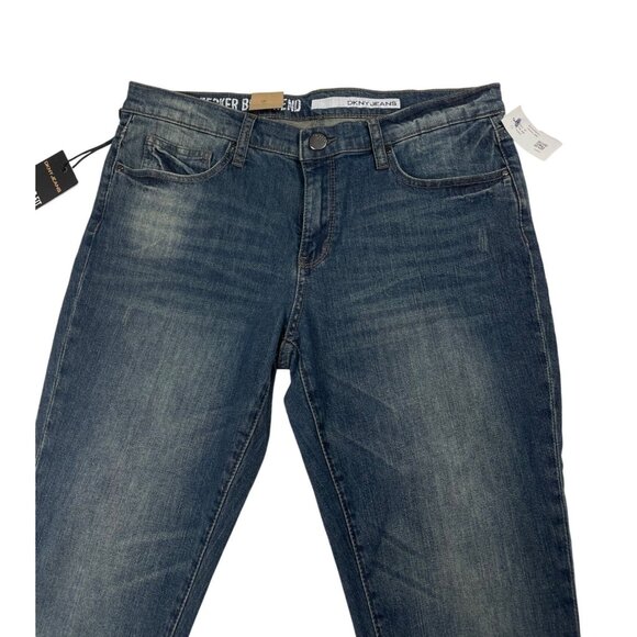 DKNY Jeans size 8 Regular Fit Mid Rise Rolled Ankle Cropped Boyfriend Denim Pant - Picture 5 of 8